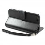 Wholesale iPhone 6 Plus 5.5 Folio Flip Leather Wallet Case with Strap (Black)